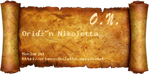 Orián Nikoletta névjegykártya